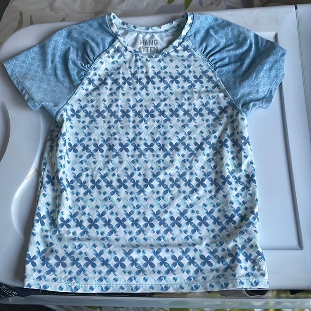 New! Hang Ten Girls Short Sleeve Swim Top